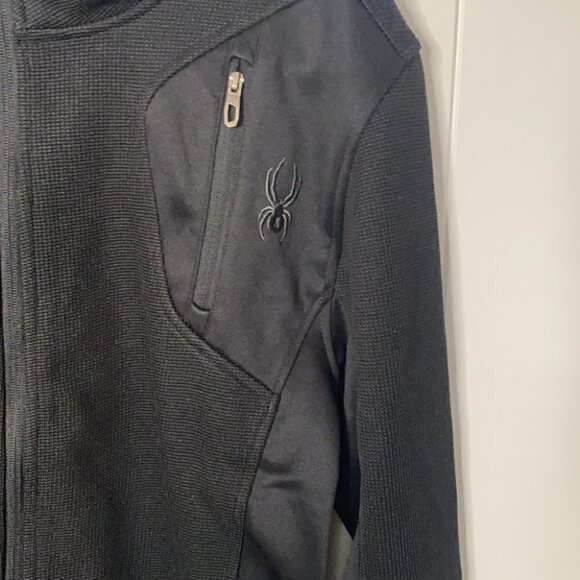 Spyder Jacket Full Zip Up All Black Sz Small NWT - Picture 3 of 6